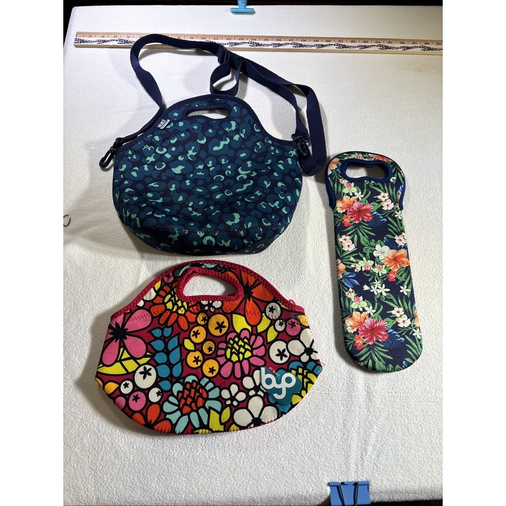 Lot Of Three Built Bags. Two‎ Lunch Totes And One Wine Tote. Neoprene.